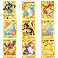 pokemon gold metal cards game anime battle french card charizard pikachu collection trading card action figure pv child toys