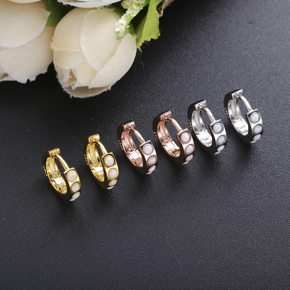 

Slovecabin 925 Sterling Silver Sweet Opal Bead Hoop Earrings For Women Gift Handmake New Arrival Small Circle Ear Jewelry Making