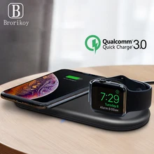 Qi Wireless Charger Pad 2W Magnetic Watch Charging for Apple iWatch 5 4 3 2 1 QC3.0 Quick Charge for iPhone 11 Pro Xs Max X 8