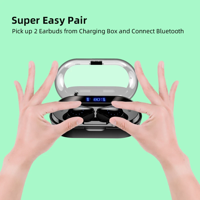 Arikasen, сенсорные TWS, настоящие беспроводные наушники, Bluetooth наушники, мини TWS, водонепроницаемые наушники с 4000 мА/ч зарядным устройством для всех телефонов