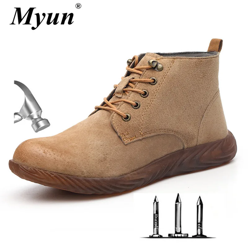 

Мужские высокие ботинки из дышащей замши, со стальным носком