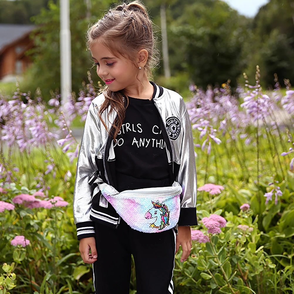 Поясная сумка с блестками и принтом единорога для женщин забавные Женские