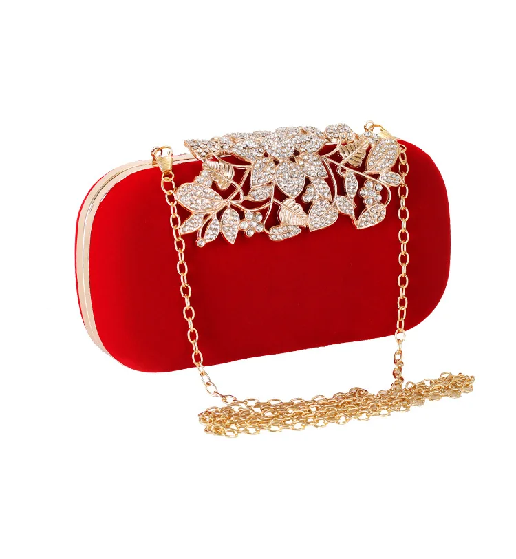 

Handmade Beaded wallet Women Evening Clutch Purse Wedding Party Cocktail shoulder bag Formal Dinner Diamond Handbag Bag red