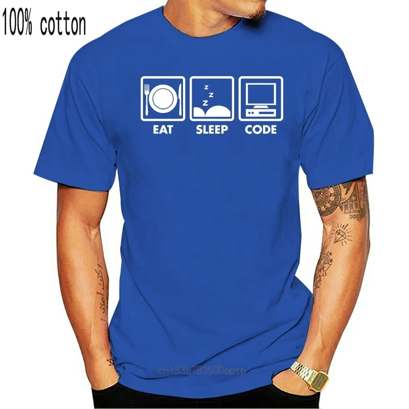 

Новинка, забавный подарок для программирующего кода Eat Sleep Code, Мужская футболка с принтом, летняя мужская футболка, летняя Стильная мужская ф...
