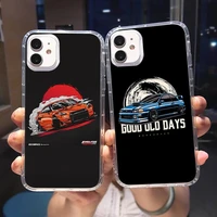 sports car jdm drift phone case transparent for iphone 6 7 8 11 12 s mini pro x xs xr max plus cover funda shell