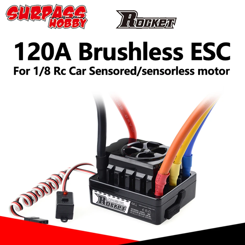 

Бесщеточный Регулятор Скорости SURPASS HOBBY Rocket 120A ESC, 6 в 8,4 в/3 А BEC для 1/8 RC багги-монстр Traxxas