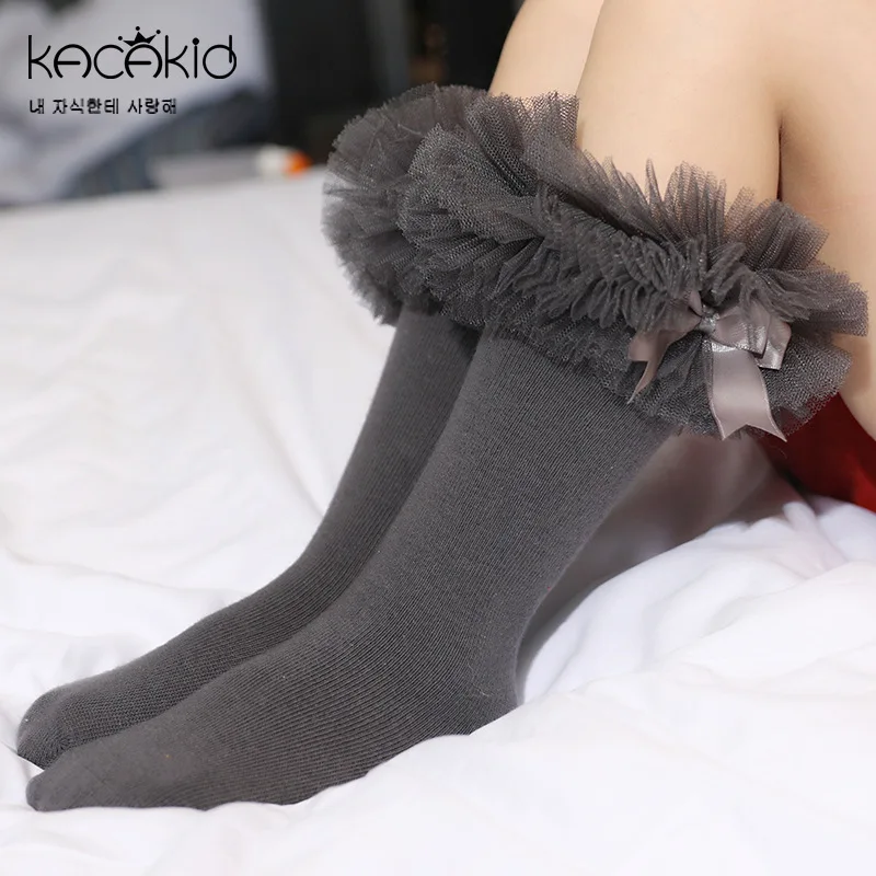 Infant Toddler Baby Girls Kids Princess Bowknot Lace Floral Short Socks Cotton Ruffle Frilly Trim Knee High | Мать и ребенок