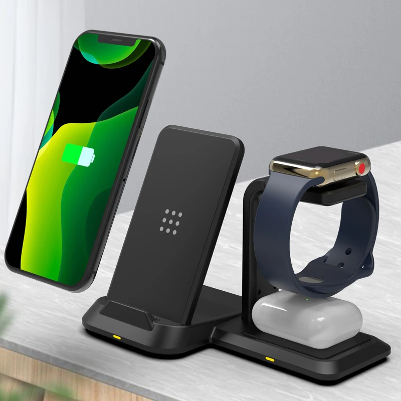 

3 in 1 Fast Wireless Charger for iPhone 11 for AirPods Pro Apple Watch Wireless Charge Stand for Galaxy Watch Active/Galaxy Buds