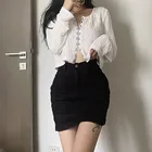 Женский кардиган на пуговицах, готический белый кардиган с круглым вырезом и длинным рукавом, укороченный топ с защитой от солнца и пуговицами, на осень