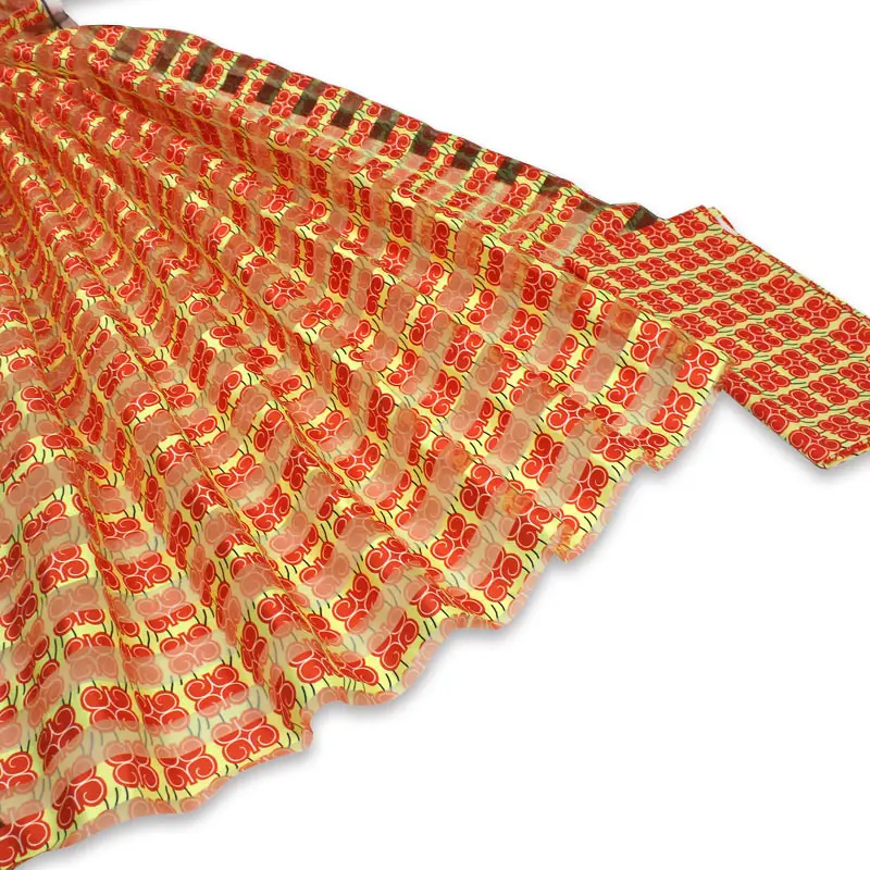 as picture African wax ankara fabric hot selling silk organza fabric ribbon organza fabric for dress 4+2yards - Цвет: as picture