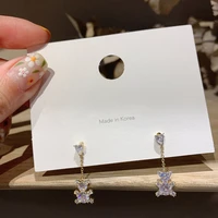 2020 new fashion womens earrings sweet delicate long hanging earrings little bear earrings for women jewelry gifts wholesale
