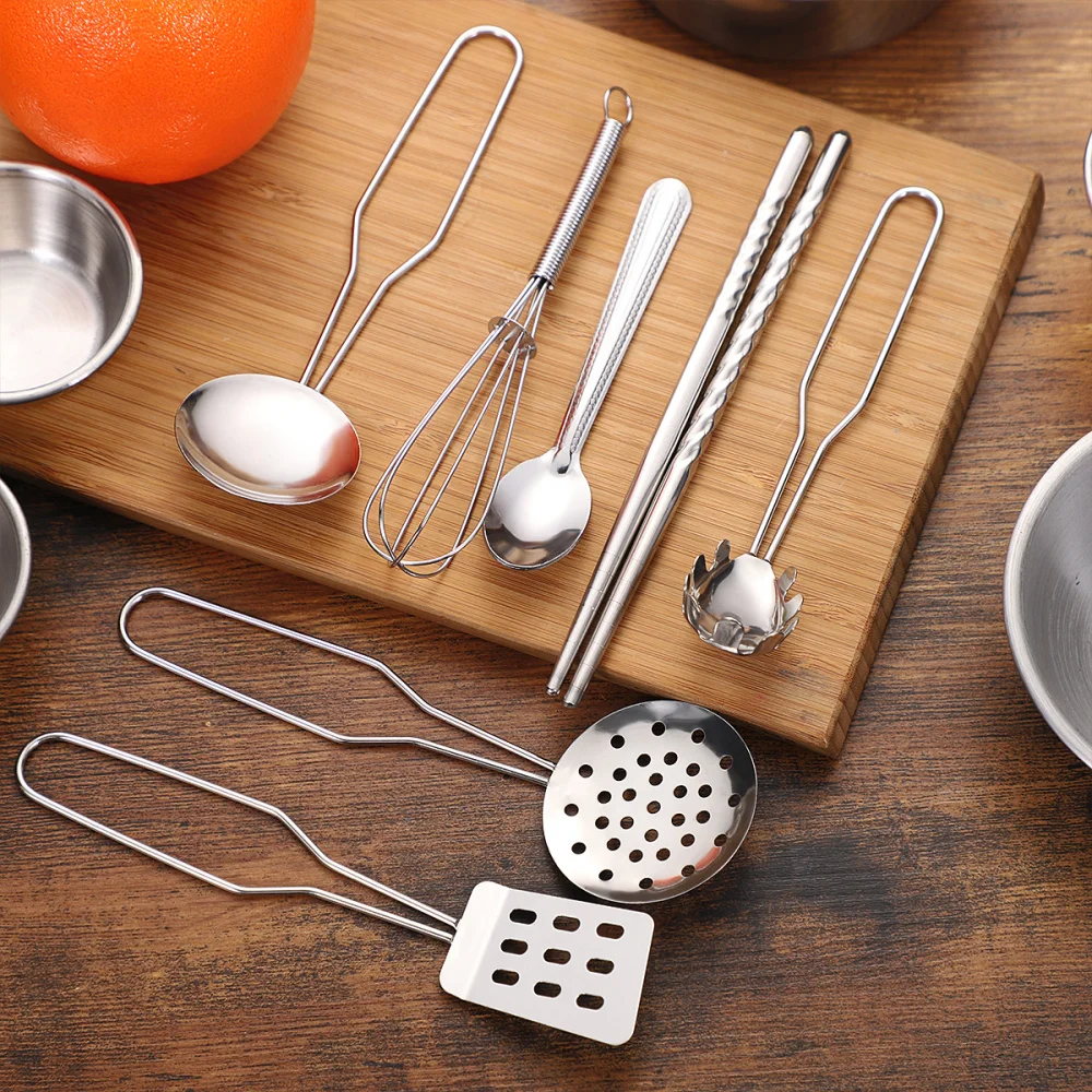 

STOBOK 16pcs Play Pots and Pans Kids Set Stainless Steel Anti-fall Cookware Pots and Pans Set Educational Kitchen Cooking Ut