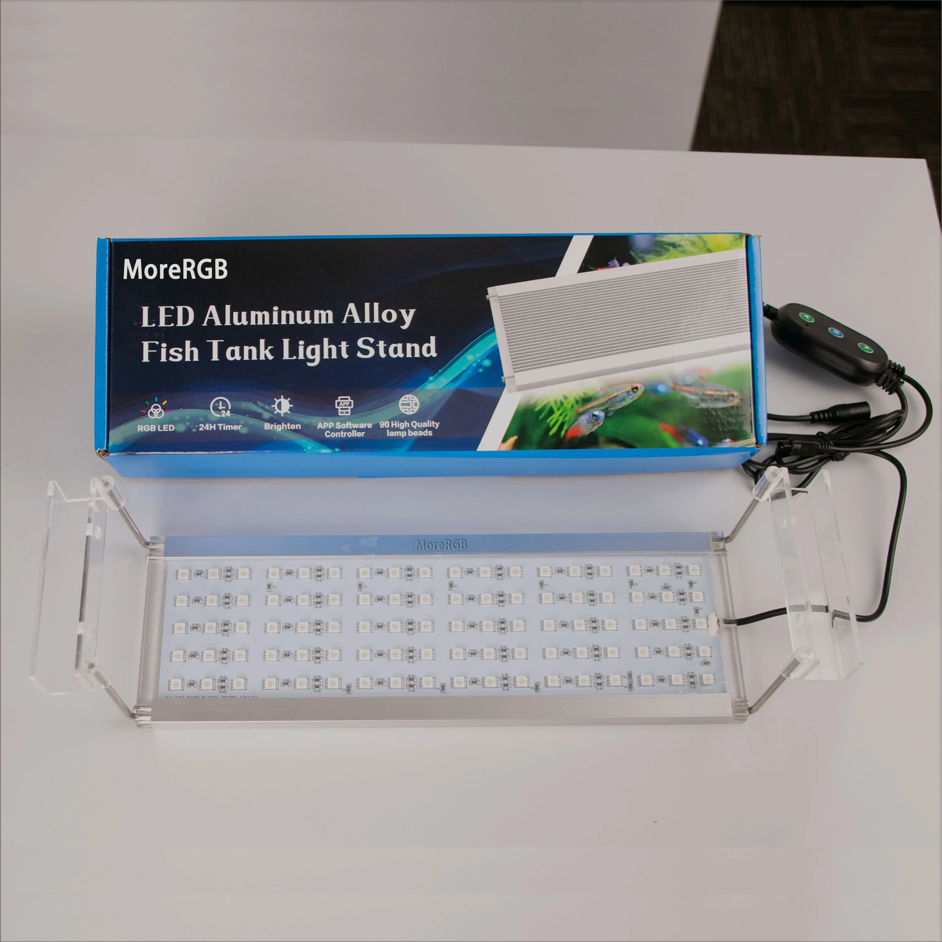 저렴한 MoreRGB 100CM 수족관 Led 조명 수족관 물고기 탱크 램프 타이머 기능 스탠드 수족관 램프 식물 꽃 해양