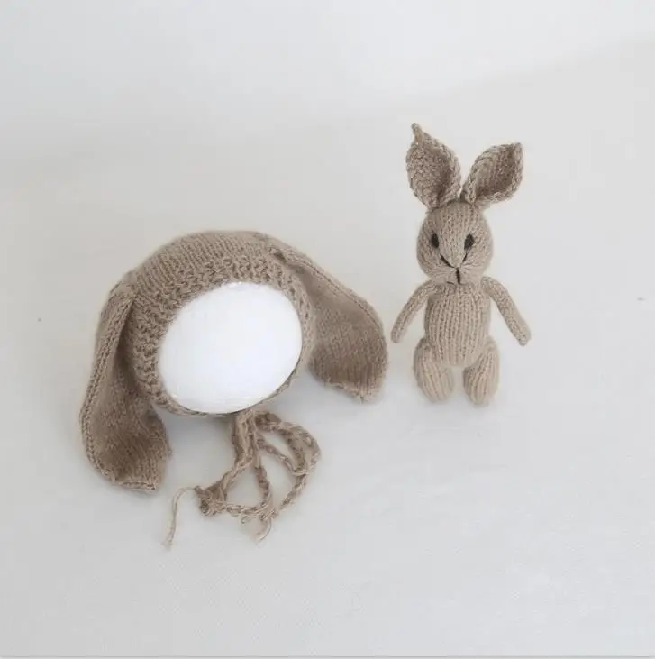 hat and toy Фиолетовый Ангорский набор шляп для новорожденных пушистый стрейч обертывание Пеленальный мешочек реквизит для фотосъемки детская мягкая шапка, аксессуары для фотографий - Цвет: hat and toy