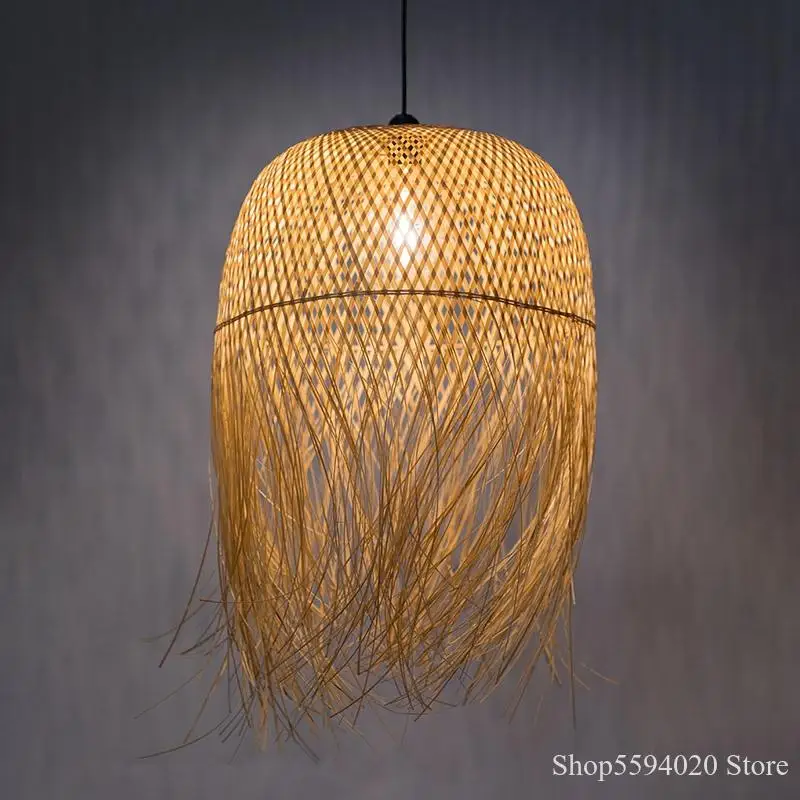 Китайские бамбуковые Подвесные светодиодные светильники дизайнерские японские