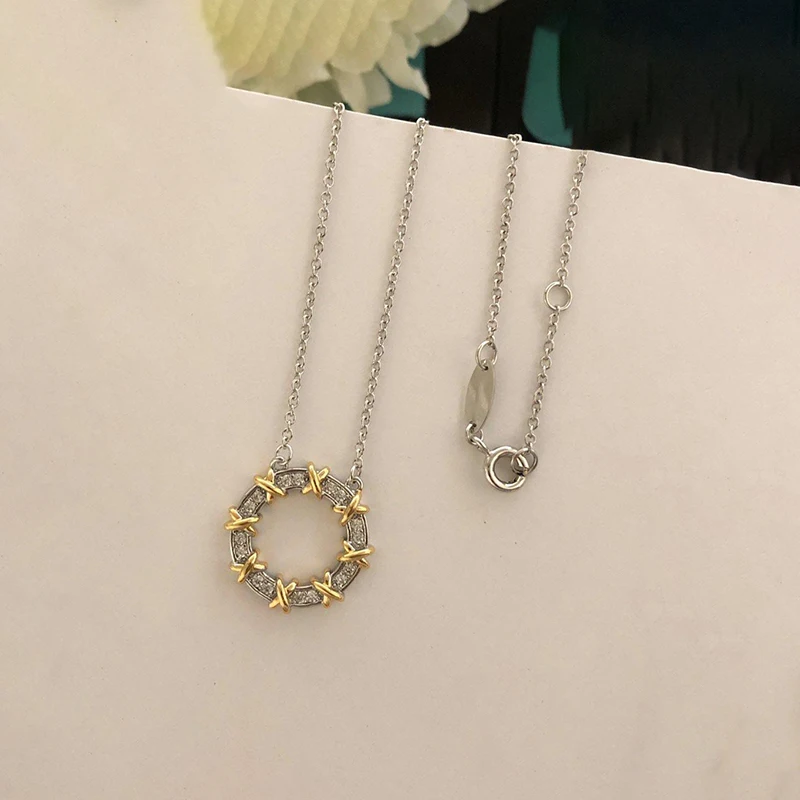 

S925 Sterling Silver 2021 Trend 16 Stone Round Pendant Necklace Women's High-end Luxury Brand 1:1 Jewelry Birthday Gift