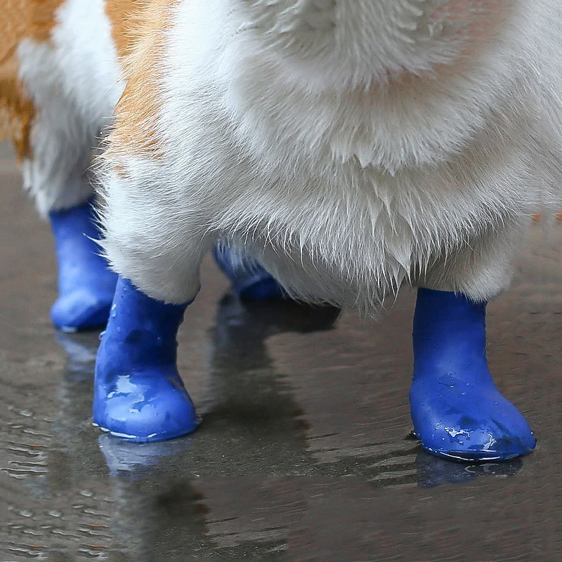 

Ботинки для домашних животных, нескользящая Водонепроницаемая Резиновая обувь для маленьких щенков, комплект из 4 шт.