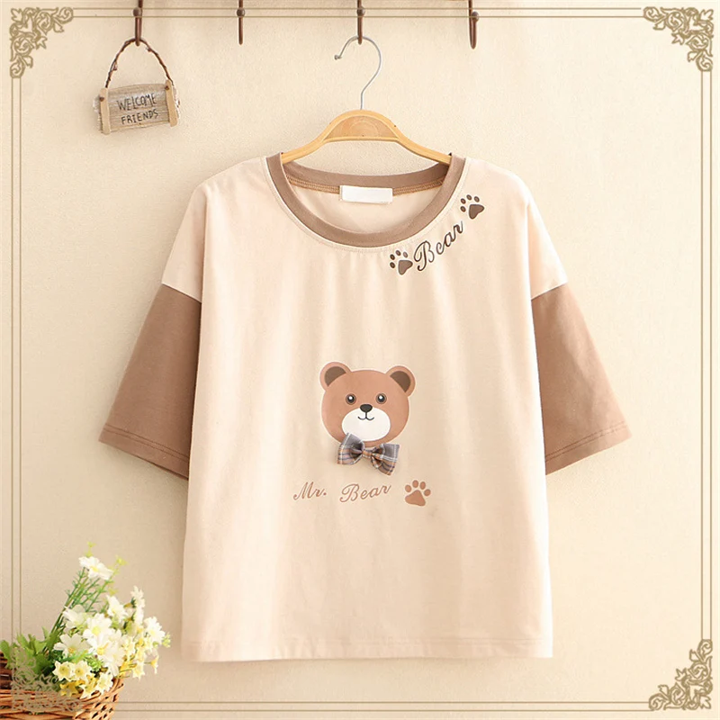 

Japanese Lolita Bear Kawaii T Shirt Womens Clothing Summer Top Cute Cartoon Printed Graphic Tees Girls Sweet Preppy Tshirt