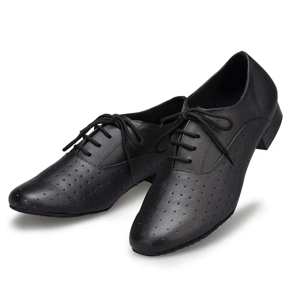 DKZSYIM Men's Latin Dance Shoes Black/White Ballroom Tango Dancing Shoes Leather Male Soft Bottom Jazz Shoes 24-28.5CM Hot Sales