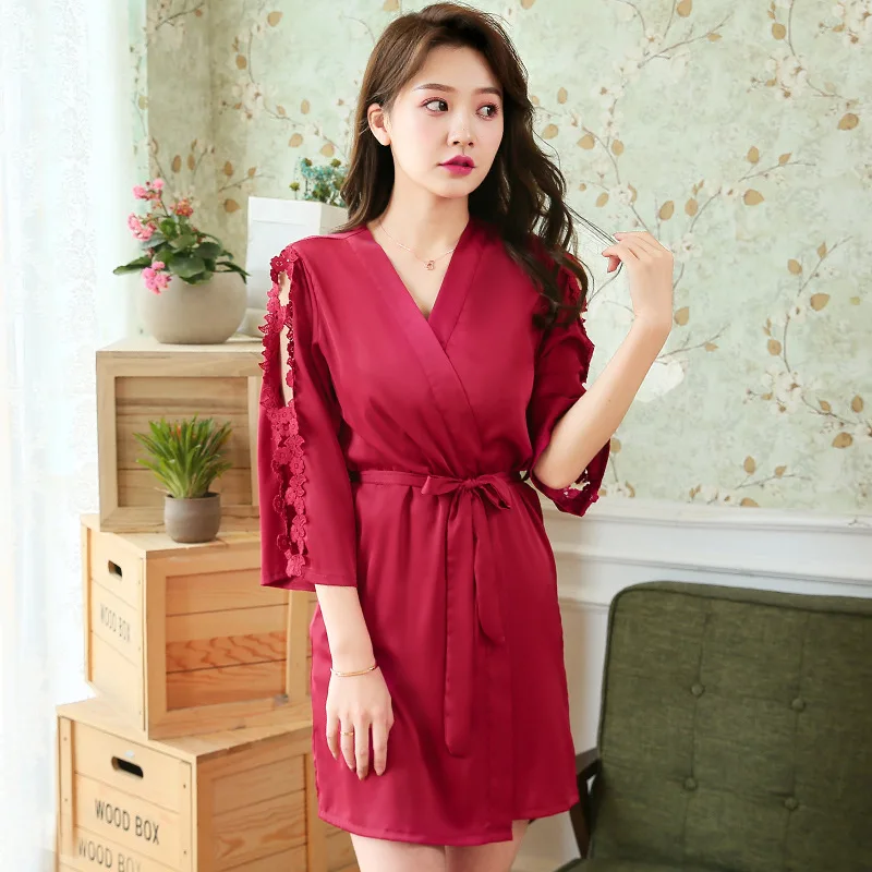 

Sleepwear 4 Pieces Women Pajamas Sets Satin Silk Nightwear Pyjama Sleep Lounge Pijama with Chest Pads Spaghetti Strap