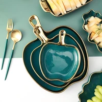 european dark green and gold fruit plate living room dining table kitchen decoration art dessert cake pan luxury home decoration