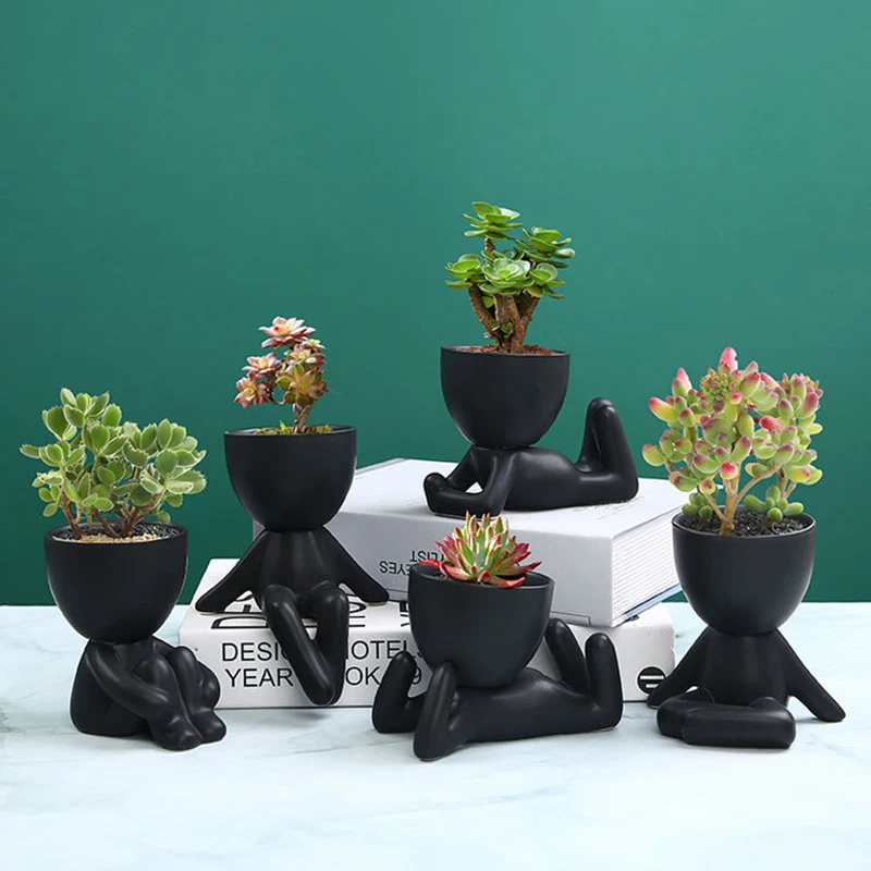 

Декоративный горшок для растений-суккулентов с дренажным отверстием, керамический цветочный горшок ручной работы, ваза для помещений, кашп...