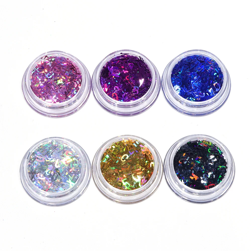 Nail Letter Sequin Patch 3D Mix Cute Wind Color Art Deco Flash Manicure | Красота и здоровье