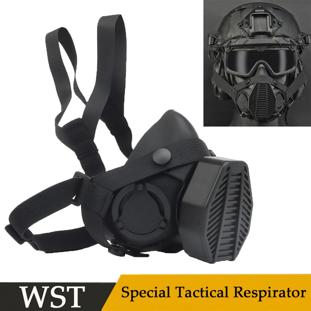 

Special Tactical Respirator Half Face Gas Mask Replaceable Canister Airsoft Protective Mask For Military Hunting CS War Games