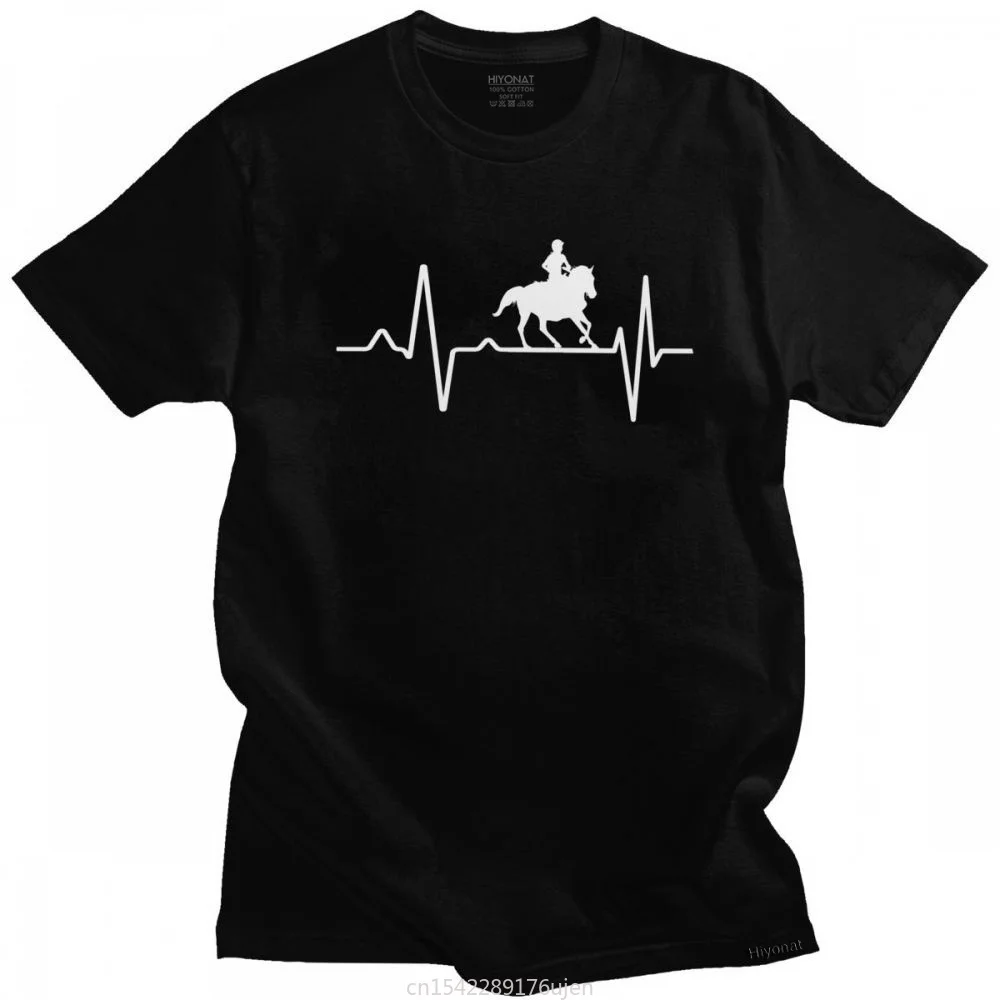 

Women Black White Color Classic Riding Heartbeat Rider T Shirt for Women Short Sleeved Horse Summer Tshirt Soft Tee Tops Gift