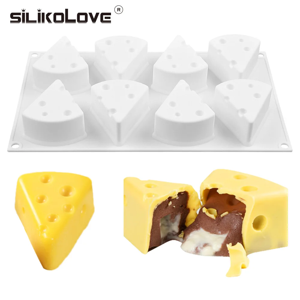 

SILIKOLOVE 8 Cavity Cheese Mold Silicone Cake Mold For Cake Decorating DIY Baking Tools French Dessert Mousse Molds