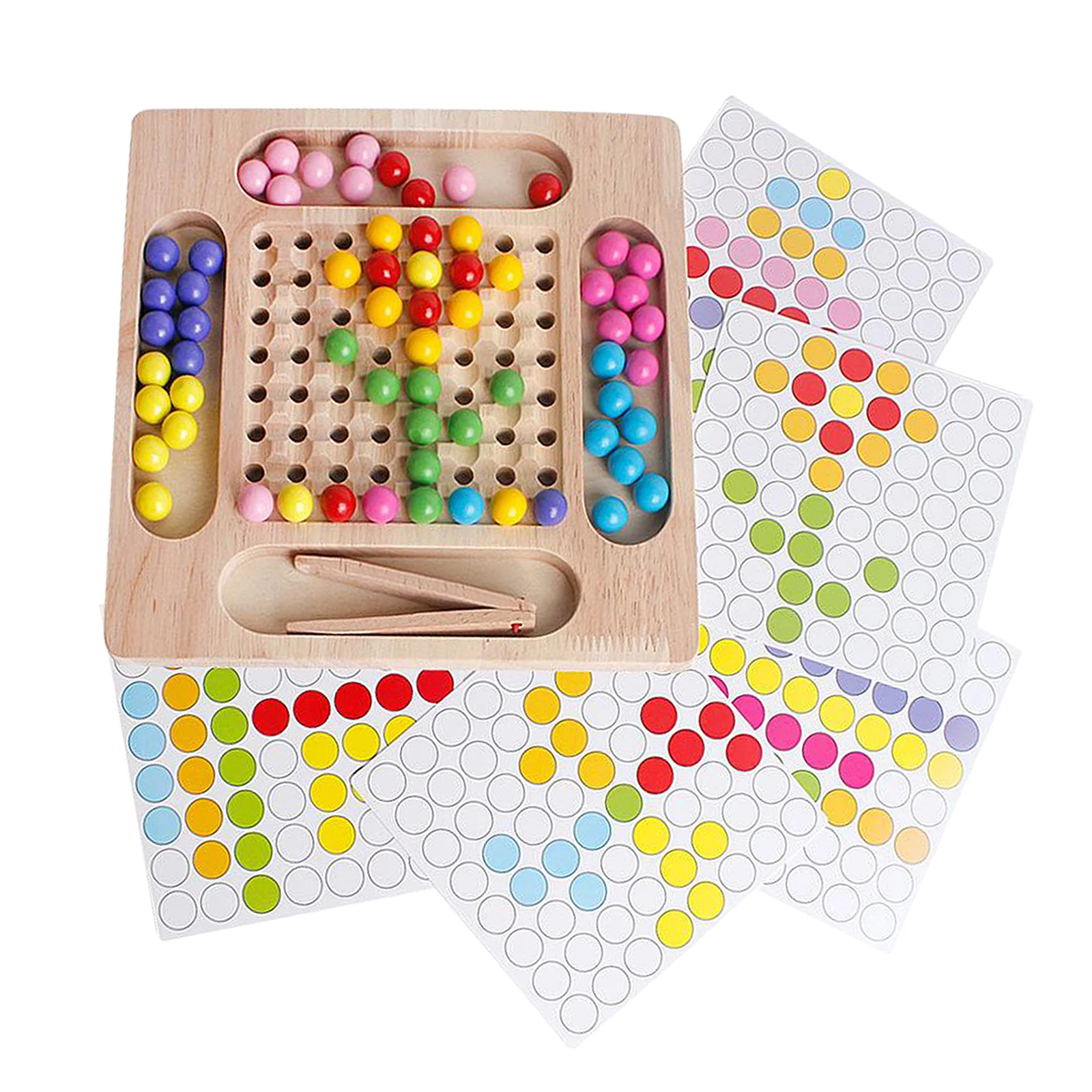 

Kids Wooden Clip Bead Game for 3 4 5 Year Old Stacking Toys Parent-Child