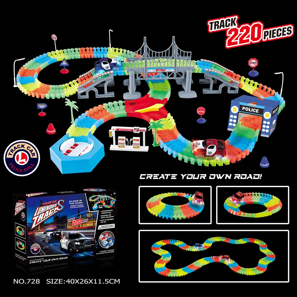 Волшебный трек 240 шт./компл. набор волшебных светящихся гоночных треков гибкий
