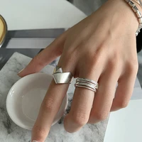 fmily minimalist 925 sterling silver geometric irregular folding ring retro fashion hip hop jewelry for girlfriend gift