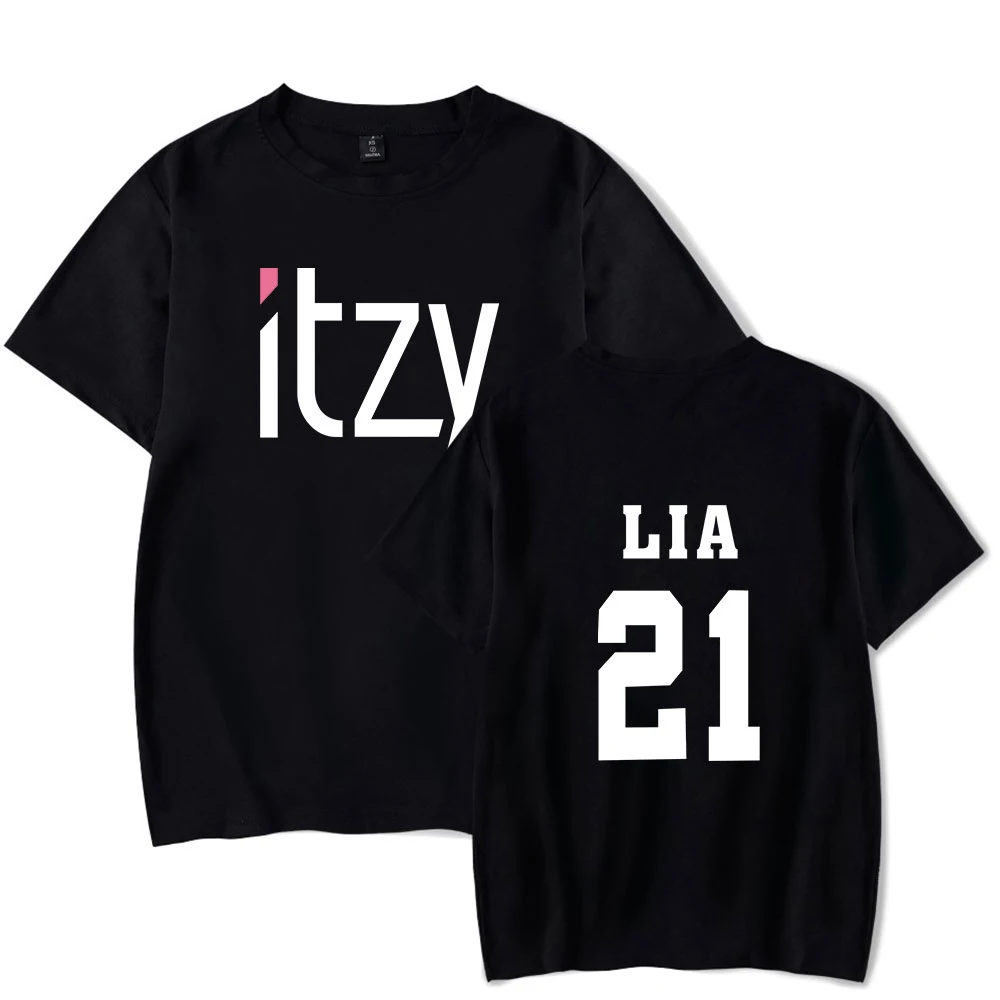 TJ одежда корейская ITZY Футболка Топ хип хоп сшитый летний короткий рукав Уличная