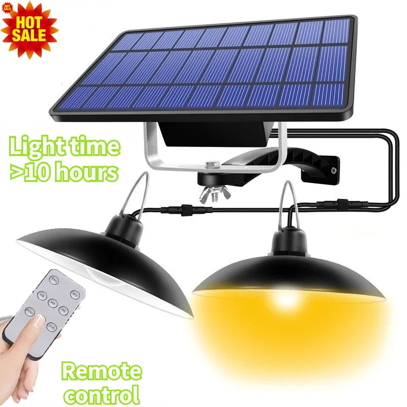 

Outdoor LED Solar Light Luminaire Double/Singe Head Solar Pendant Light Outdoor Indoor Solar Lamp For Camping Garden Decoration