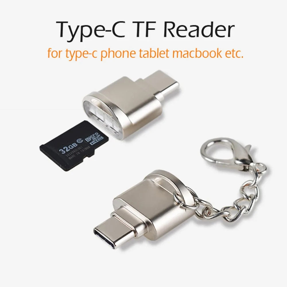 Цинковый сплав телефон камера Micro SD TF карта памяти Высокоскоростной мини USB 2,0 кард-ридер цепь прилагается