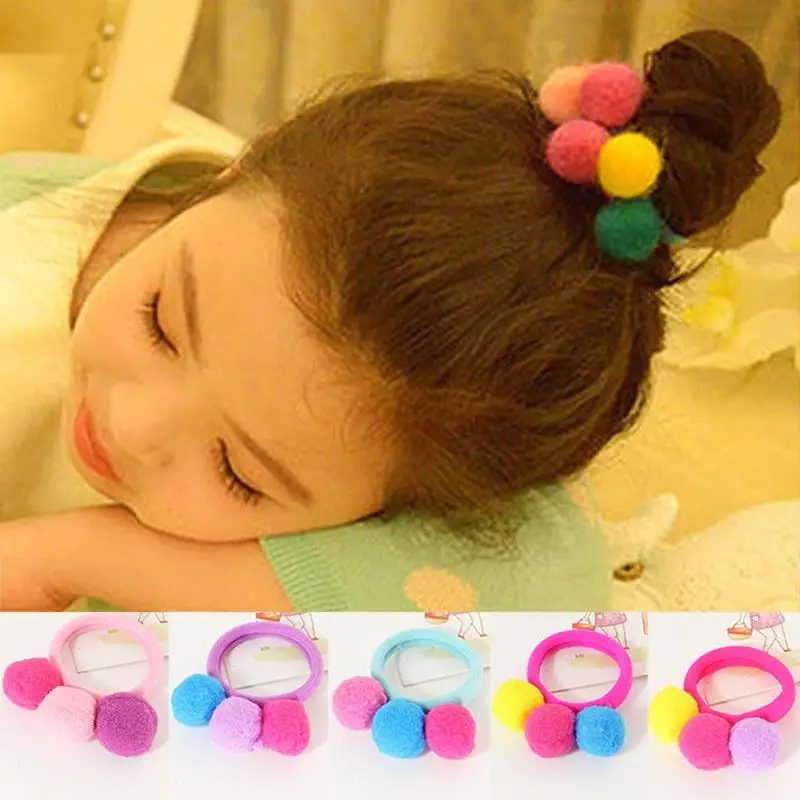 

New 1PC/5PCS Lovely Girls Children Colorful Elastic Ball Elastic Hair Band Hair Rope Kids Hair Accessories