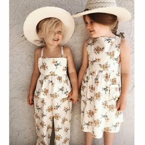 Американский комбинезон для новорожденных девочек цветы сестры Длинная одежда