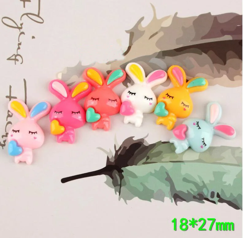 20 шт./лот Кабошон из смолы в виде кролика с плоской задней стороной украшения
