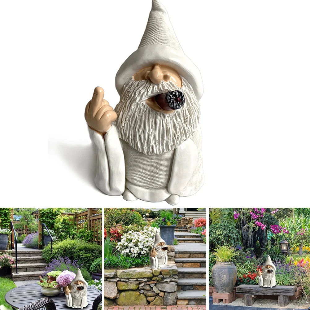 

Garden Gnome Statue Garden Sculpture Ornaments Funny White Garden Figurines for Garden Yard Deck Pond Outdoor Decoration Garden