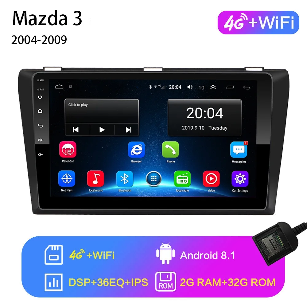 4G-WIFI 2G-32G 2G+ 32G " 2din Android 8,1 GO автомобильный Радио gps навигация wifi Bluetooth плеер карта для Mazda 3 2004-2013 автомобильный dvd-плеер - Цвет: 4G-WIFI 2G-32G
