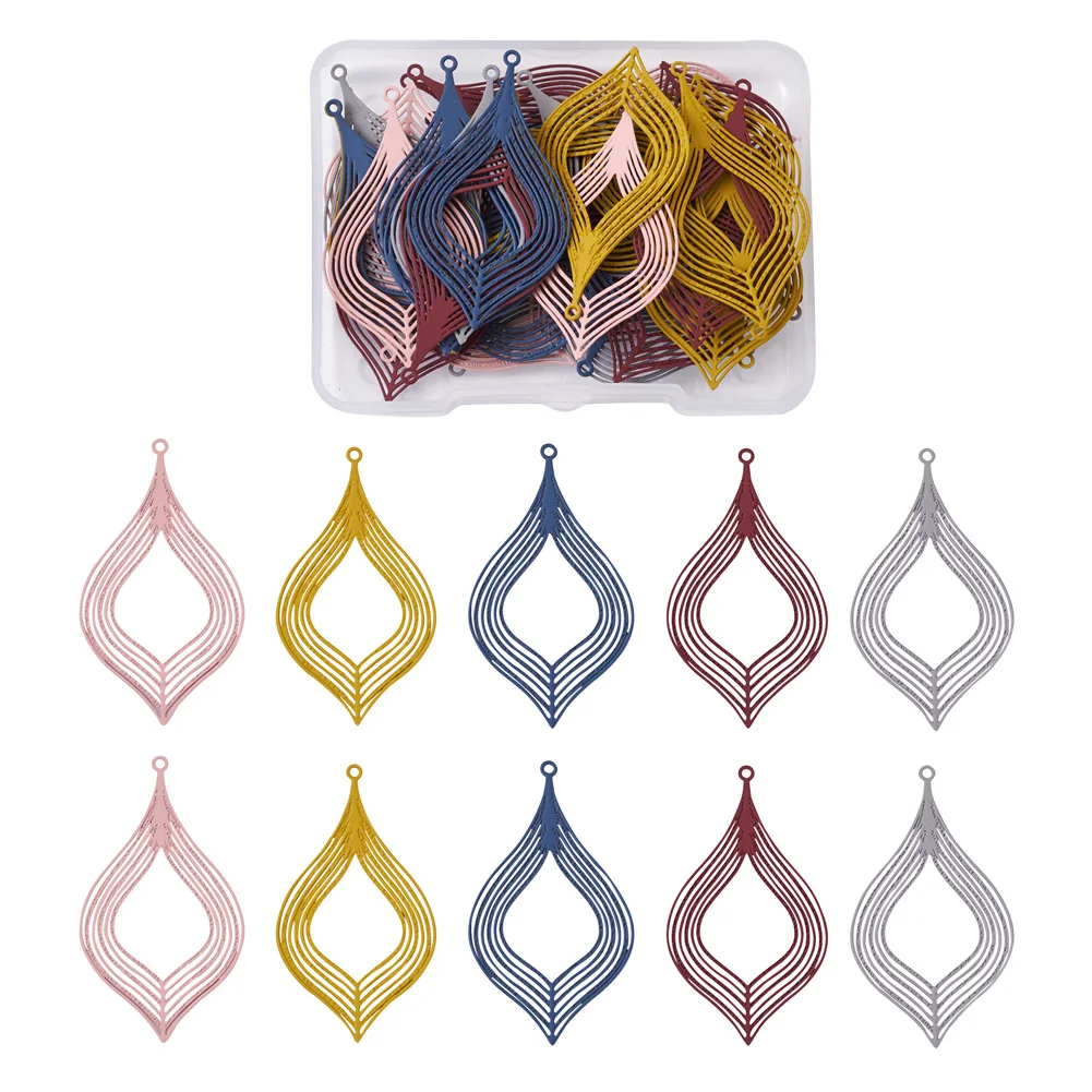 

Филигранные подвески в виде листьев из нержавеющей стали, для изготовления ювелирных изделий, сережек, ожерелий, 50 шт.