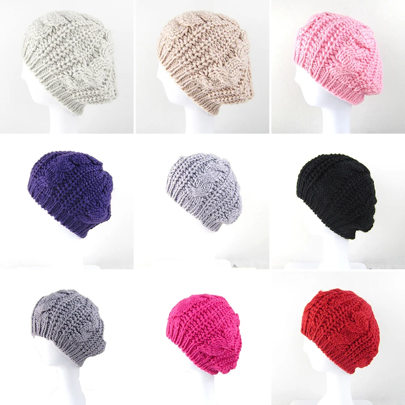 Новинка мягкий вязаный Французский Берет осень-зима Женские однотонные
