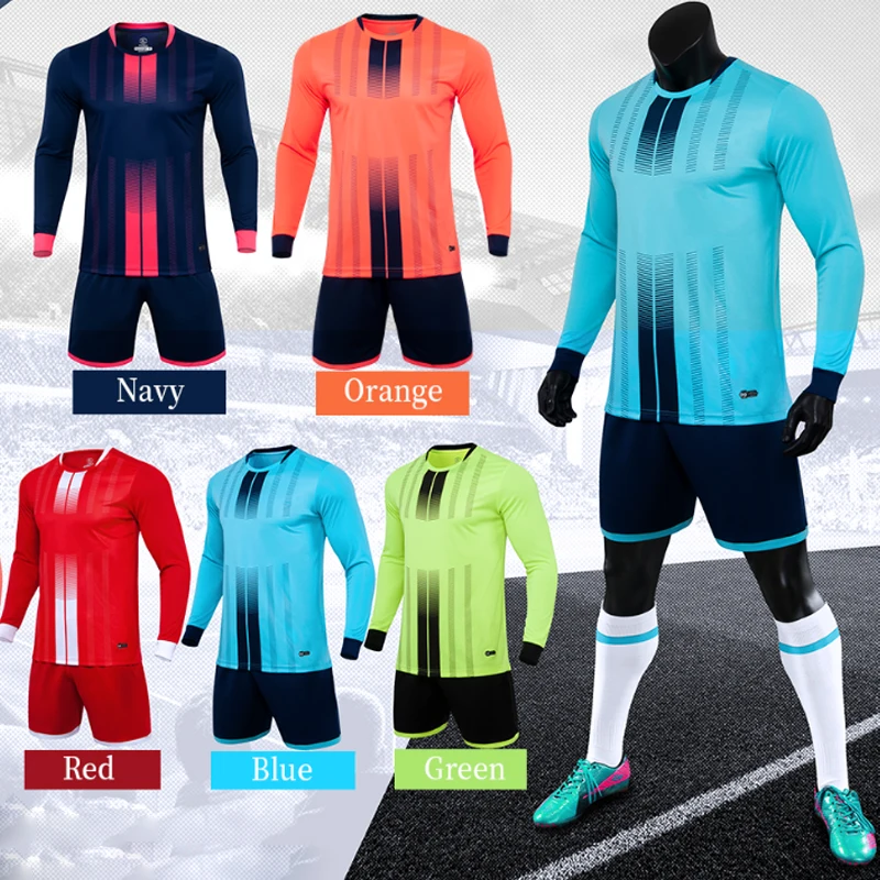 MB-8607 Custom Boys Girls Socce Jersey long sleeve set Adult Kid Plain Football Cheap Children Soccer Uniform Set | Спорт и