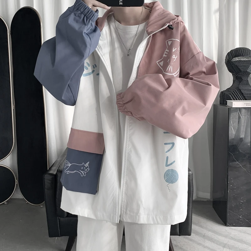 Куртка-бомбер мужская составного кроя, уличная одежда, модная ветровка в Корейском стиле, в стиле Харадзюку, хип-хоп, осень 2021