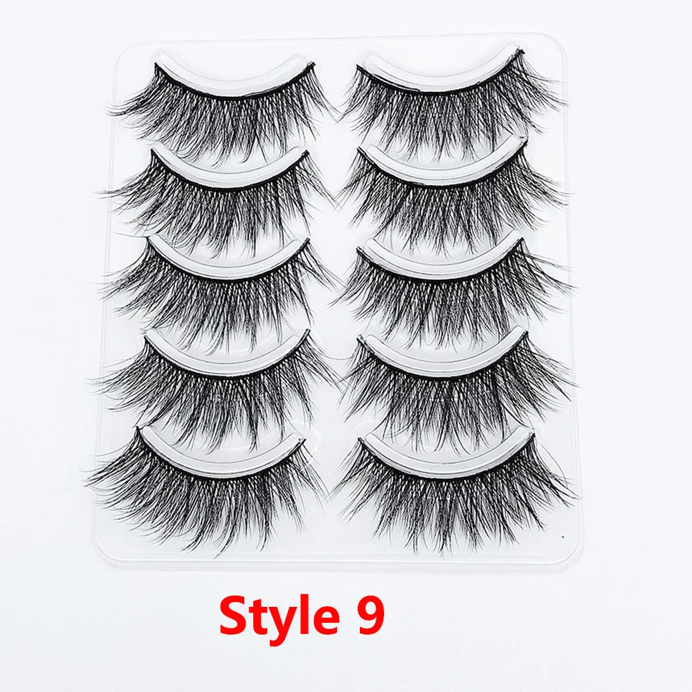 Style 9 5 пар 3D Искусственные норковые накладные ресницы Wispies длинные крестовые ресницы ручной работы инструменты для макияжа глаз - Цвет: Style 9