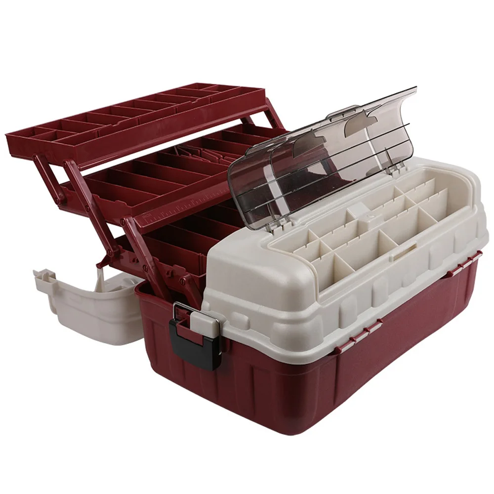 Portable 46*27*20cm Big Fishing Tackle Box High Quality TPE Handle 5 Layers Fishing Reel Lure Rod Line Storage Boxes Carp Tools