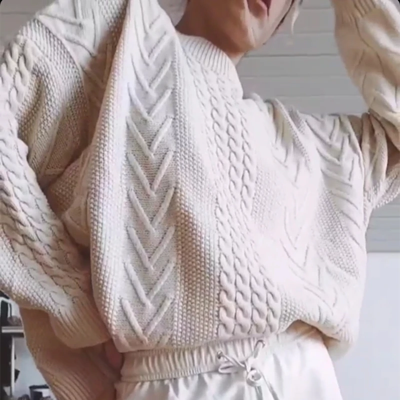 

SYJ 2021 New Winter Spring Women Sweaters Pullovers Minimalist Knitting Elegant Casual Loose Ladies Vintage Tops