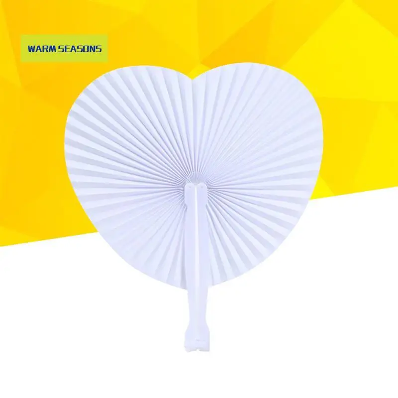

20/30 PCS White Folding Paper Fans Heart Shaped Assortment with Plastic Handle for Wedding Favor Party Bag Filler