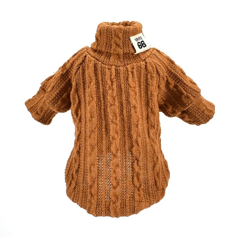 Khaki Pet Dog Sweater Cat Turtleneck Sweater Winter Warm Knitted Dog Clothes Small Dogs Clothing Puppy Coat Pet Wearing Products - Цвет: Khaki